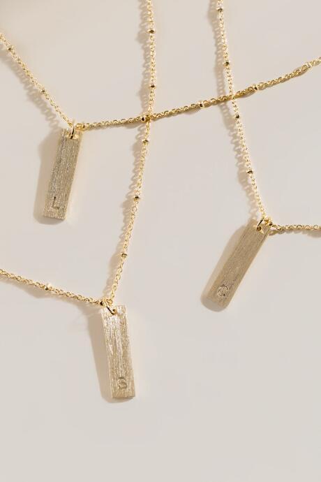 Francesca's Initial Brushed Bar Pendant Necklace - K