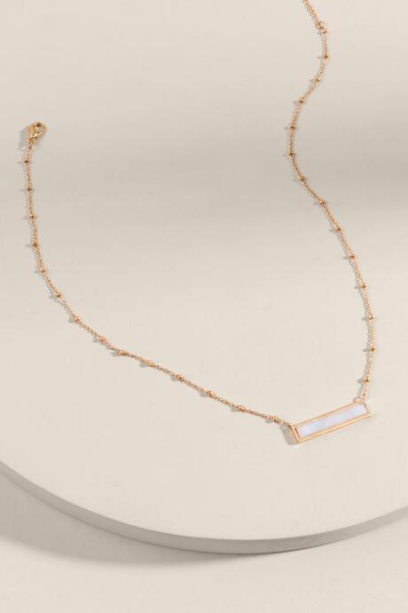 Francesca's Sophia Semi-precious Bar Pendant Necklace - White
