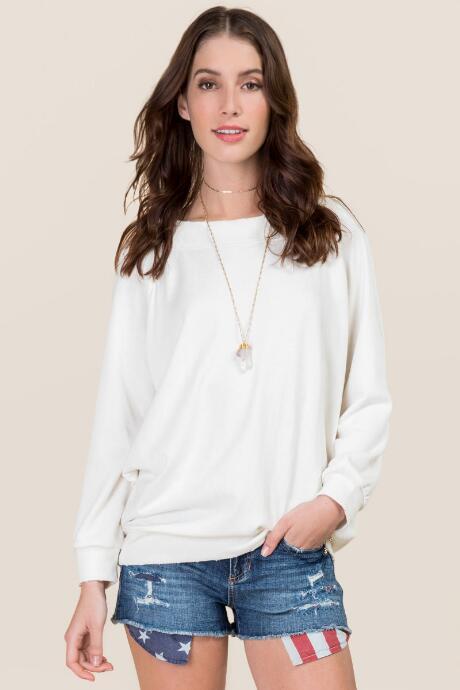 Alya Joelle Off The Shoulder Sweatshirt - White