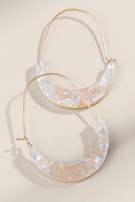 Francesca's Lia Marbled Resin Wire Hoops - Ivory