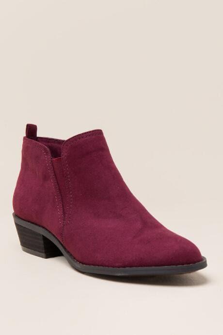 Francesca's Sachi Faux Suede Chelsea Ankle Boot - Wine