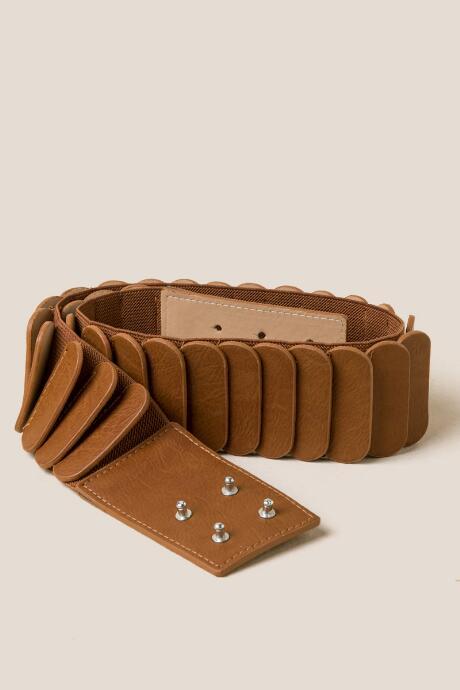 Francesca's Everly Wide Stretch Belt - Cognac