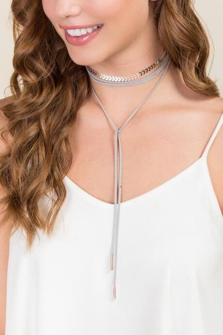 Francesca's Charlize Suede Wrap Choker - Gray