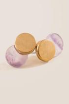 Francesca's Amber Marbled Resin Circle Studs - Purple