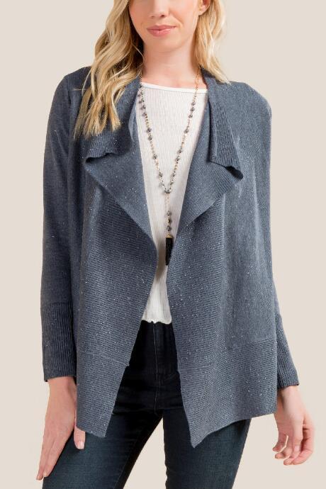 Francesca's Phyllis Drape Front Cardigan - Navy