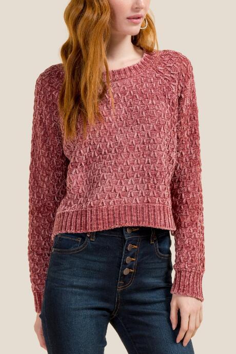 Francesca's Evelyn Cropped Pullover Sweater - Rose