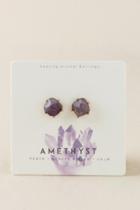 Francesca's Amethyst Healing Stone Stud Earrings - Purple