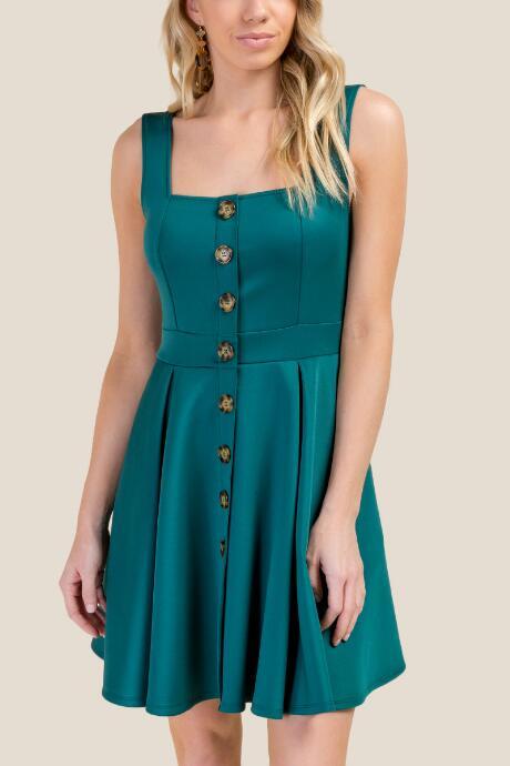 Francesca's Elizabeth Button Front Dress - Forest
