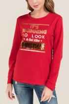 Francesca's Looks Like Cocktails Sequin Sweatshirt - Red