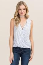 Alya Amber Heathered Surplus X Neck Knit Top - Ivory