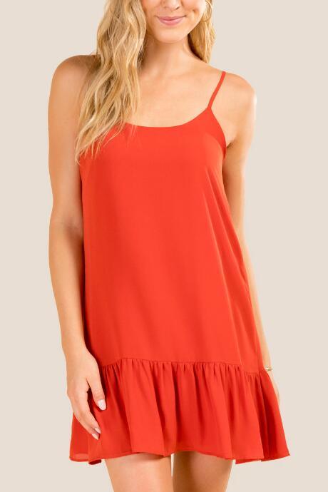 Francesca's Alexandra Ruffle Hem Shift Dress - Rust