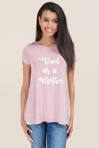 Alya Tired As A Mother Lattice Back Graphic Tee - Mauve