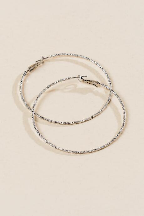 Francesca's Femmi Large Textured Hoops - Silver