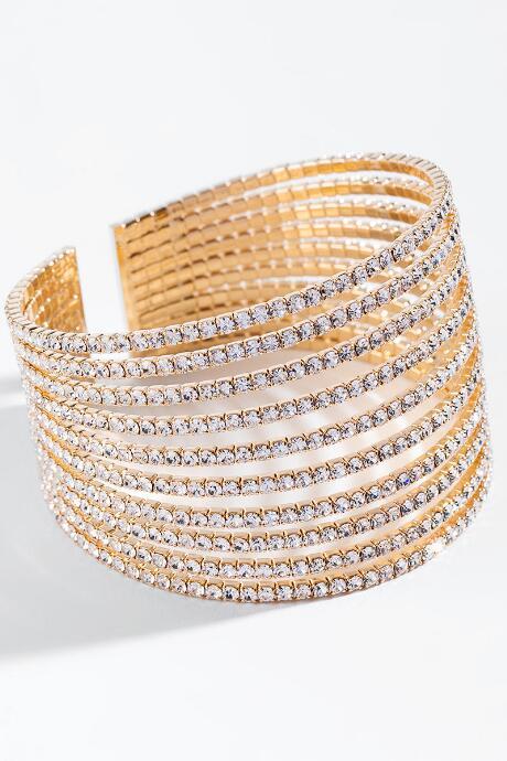 Francesca's Ciara Cupchain Wide Bangle In Gold - Gold