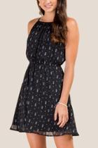 Francesca's Judith High Neck A-line Dress - Black