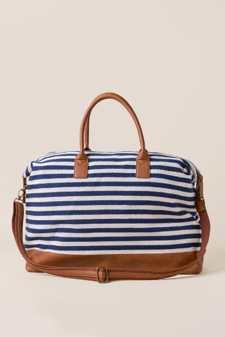 Francescas Sammy Striped Weekender Bag - Navy