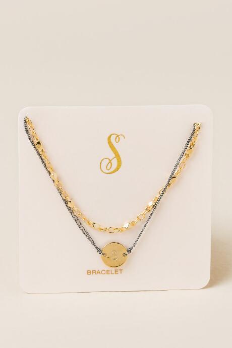 Francesca's S Initial Coin Pull Tie Bracelet - Gold