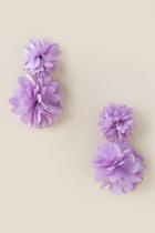 Francesca's Deva Double Flower Drop Earrings In Fuchsia - Lavender