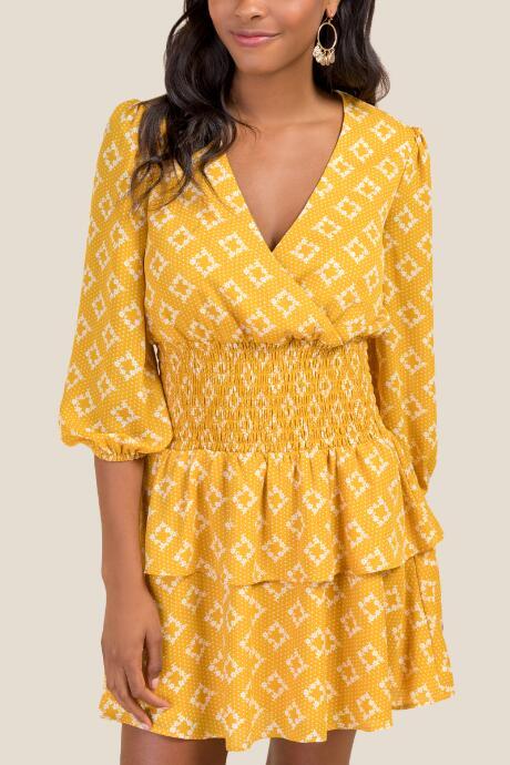 Francesca Inchess Ari Smocked Waist Dress - Mustard