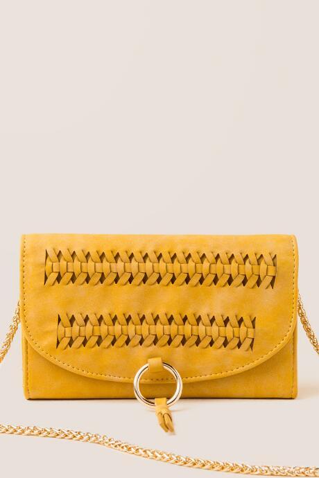 Francesca's Carys Whipstitch Wallet Crossbody - Mustard