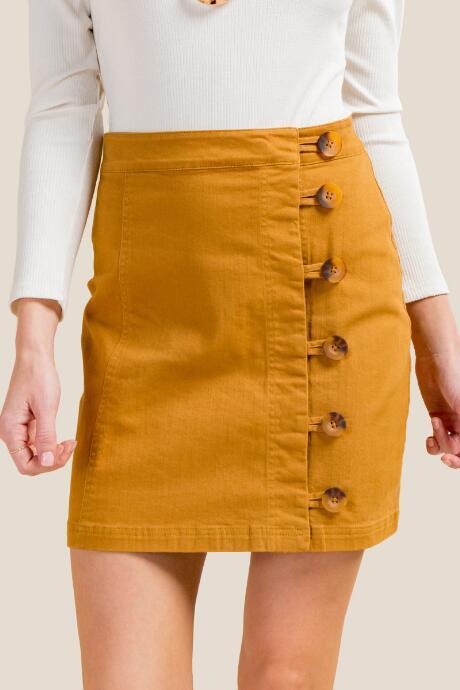 Francesca's Alina Side Button Twill Skirt - Amber