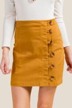 Francesca's Alina Side Button Twill Skirt - Amber