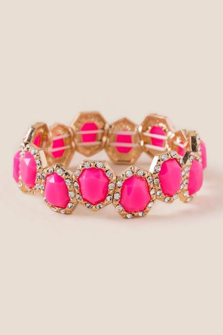 Francesca's Bridgette Stretch Bracelet In Neon Pink - Neon Pink