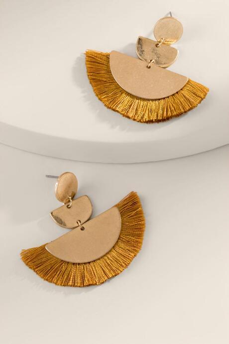 Francesca's Carly Tasseled Drop Earrings - Mustard