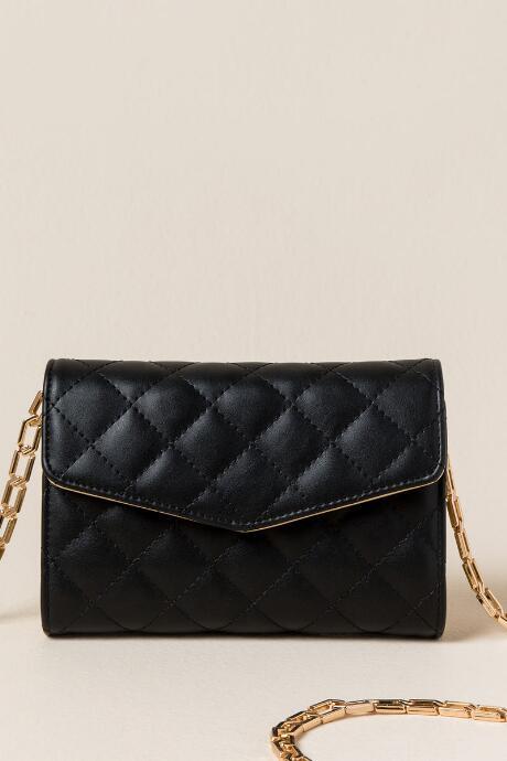 Francesca's Lela Quilted Crossbody Clutch - Black