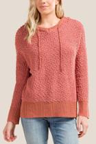 Francesca's Desi Popcorn Knit Hooded Sweater - Rose
