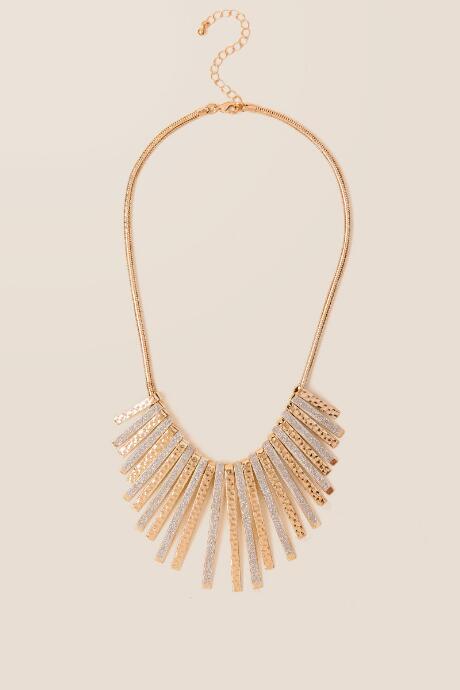 Francesca's Gretchen Glitter Sunburst Statement Necklace - Mixed Plating