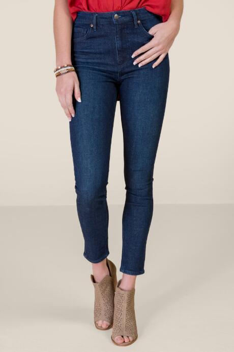 Francesca's Harper Heritage High Rise Release Hem Dark Jeans - Medium Wash