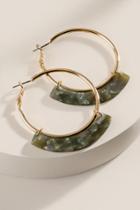 Francesca's Desiree Marbled Resin Hoop Earrings - Olive
