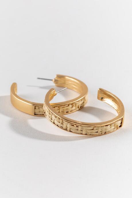 Francesca's Delaney Rattan Hoops - Natural