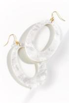 Francesca's Olive White Oval Earrings - White