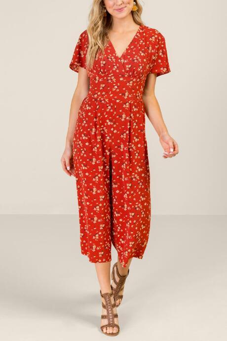 Francesca's Elizabeth Kimono Sleeve Jumpsuit - Cinnamon