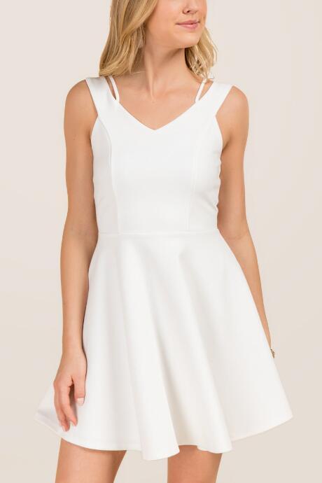Francesca's Masie Solid Ponte A-line Dress - White