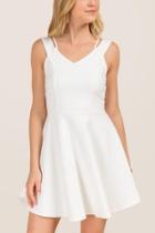 Francesca's Masie Solid Ponte A-line Dress - White