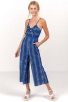 Francesca's Ashley Tie Front Jumpsuit - Navy