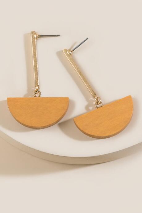 Francesca's Ana Wooden Drop Earrings - Natural