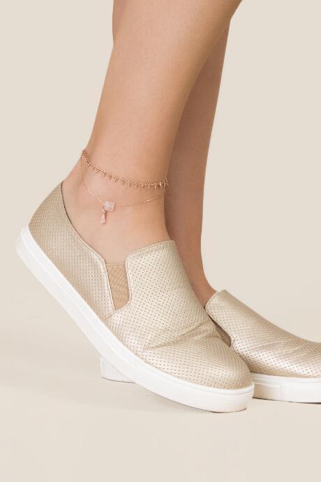 Francesca's Candice Stone Anklet - Rose/gold