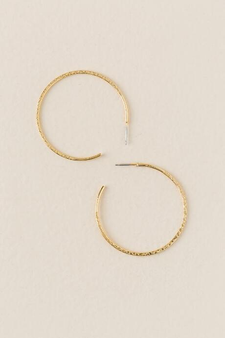 Francesca's Arya Textured Hoop Earring - Gold