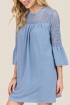 Alya Angelica Bell Sleeve Knit Dress - Oxford Blue