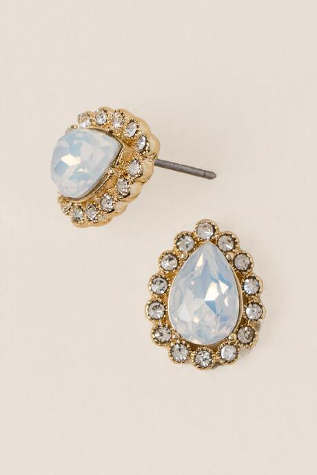 Francesca's Tristan Opal Stone Stud Earring - White