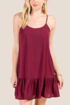 Francesca's Alexandra Ruffle Hem Shift Dress - Maroon