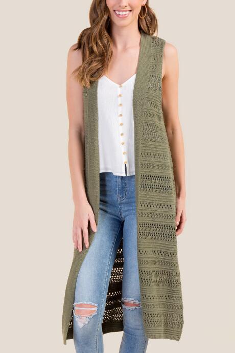 Francesca's Melody Pointelle Duster - Deep Moss