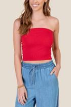 Francesca's Anastasia Ribbed Tube Top - Red