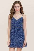 Francesca's Bria Linen Cutout A-line Dress - Navy