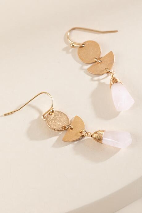 Francesca's Keeley Semi Precious Drop Earrings - Pale Pink