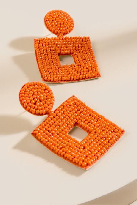 Francesca's Dani Beaded Statement Earrings In Orange - Tangerine